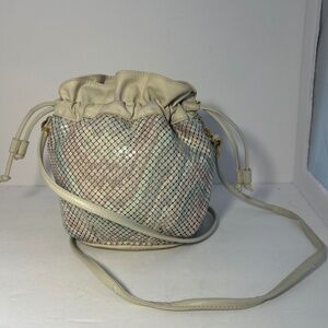 Rare Vintage Whiting And Davis Rainbow Metal Mesh Leather Drawstring